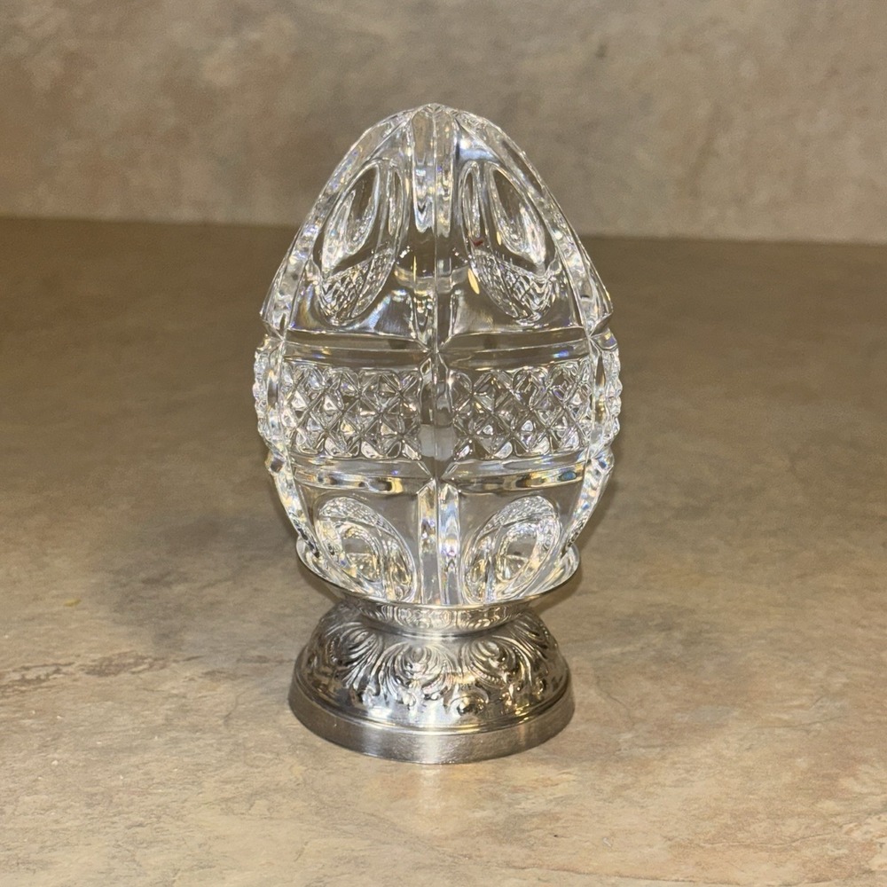 Vintage Waterford Crystal Annual Egg 1997 8th Edition On Silver Plated Stand - Picture 4 of 16